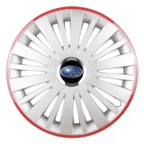 Set 4 Capace Roti, potrivite jantelor de R16, pentru Subaru, model falcon argintiu cu rama rosie