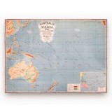 Harta fizică și politică a Australiei și Oceaniei, &icirc;ntocmită pentru uzul școlilor &icirc;n anul 1928, &icirc;n timpul domniei regelui Mihai I.