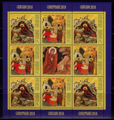 ✅RO 2018 ,LP 2219 d , &amp;quot;Craciun 2018 &amp;quot;, TIP II minicoala de 8+1 vinieta+tabs,MNH foto