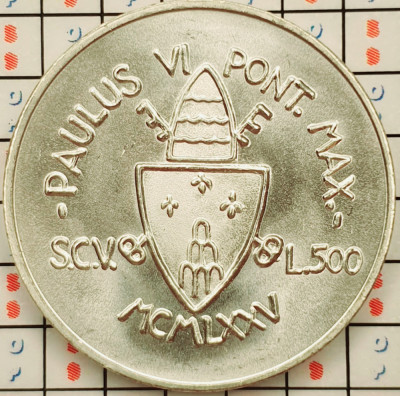 Vatican 500 lire 1975 argint - Holy Year - Forgiveness - km 131 - A011 foto