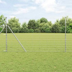 vidaXL Gard pentru c&acirc;mp Argintiu 25 x 1.4 m Oțel galvanizat