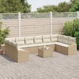 vidaXL Set de masă pentru grădină cu pernă 11 pcs Bej și crem 3355580