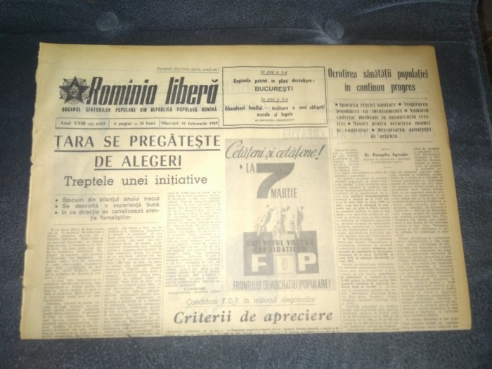 ZIARUL ROMANIA LIBERA 10 FEBRUARIE 1965