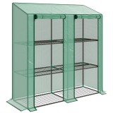 Outsunny Seră de Grădină cu Copertină din PE, Seră cu Acoperiș &Icirc;nclinat, 2 Uși Rulante și 6 Rafturi, 143x46x151cm, Verde | Aosom Romania