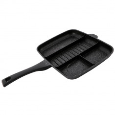 Tigaie grill Royalty Line, acoperire marmura, Non-Stick, 32 cm, fara PFOA, Negru foto