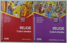 RELIGIE , CULTUL ORTODOX , MANUAL PENTRU CLASA I ,SEMESTRELE 1 si 2 de IRINA LEONTE ...DANIELA FILIP , 2 CARTI , 2015 , CD INCLUS *