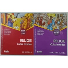 RELIGIE , CULTUL ORTODOX , MANUAL PENTRU CLASA I ,SEMESTRELE 1 si 2 de IRINA LEONTE ...DANIELA FILIP , 2 CARTI , 2015 , CD INCLUS *