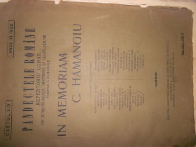 Pandectele roman, In memoriam Hamangiu- 1932 foto