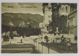 SINAIA , TERASA CASTELULUI PELES , CARTE POSTALA , MONOCROMA, INCEPUTUL SEC. XX