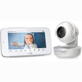 Camera de supraveghere bebelusi Hubble Connected Nursery Pal Deluxe, Monitor Touchscreen Smart 5&quot;, HD, alb