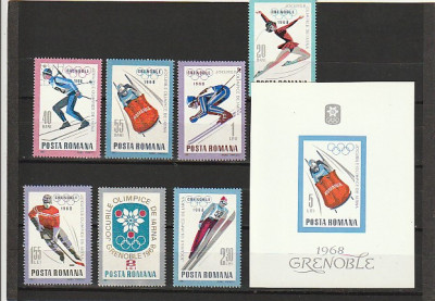 RO - J.O. DE IARNA-GRENOBLE 1968 (LP 657 + LP 658) 1967 SERIE+COLITA NED MNH foto