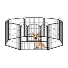 Tarc/cusca modulara pentru caini, pisici, metal, pentru interior si exterior, diferite forme, pliabil, negru, 240x79x79 cm GartenVIP DiyLine
