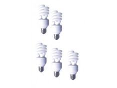 SET 5 becuri fluorescent Panasonic, soclu E27, putere 19W, forma spirala, lumina alb calda, alimentare 220 - 240 V, &quot;EFD19E27HD3E-5&quot; (timbru verde 2.2