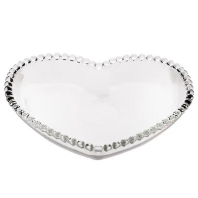 Bol de sticla elegant Pufo Heart pentru servire alune, fistic, bomboane, gustari, 22 cm foto
