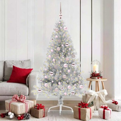 vidaXL Pom de Crăciun artificial pre-iluminat Argintiu 180 cm PET 3397208 foto