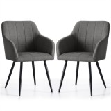 Set 2 scaune de dining tapitate Akord Luxano, gri inchis, Lumos, otel, 54x58x82 cm