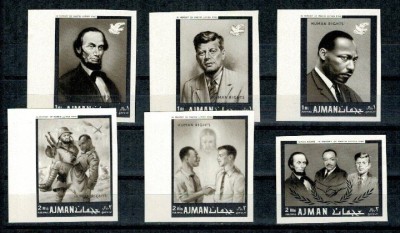 Ajman 1968 - Drepturile Omului, Lincoln, Kennedy, serie ndt neuz foto