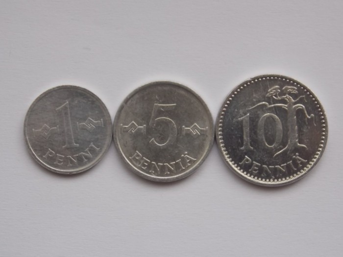LOT 3 MONEDE 1,5,10 pennia Finlanda