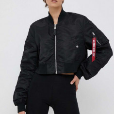 Alpha Industries geaca bomber MA-1 BOXY WMN femei, culoarea negru, de tranzitie