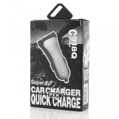 Incarcator Auto PZX, Car Charger, Quick Charge 5.0, C918Q, White foto