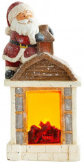 Decora?iune MagicHome Craciun, Mo? Craciun cu ?emineu, 9 LED-uri, 3xAA, ceramica, 27,50x19x51 cm foto