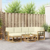 vidaXL Set de canapele de exterior cu pernă 7 pcs Alb și crem 3387919