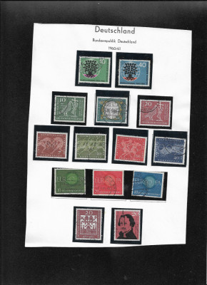 Germania 1960 1961 foaie album cu 14 timbre foto