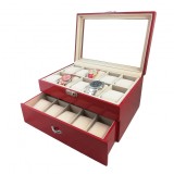 Cumpara ieftin Cutie Pastrare Ceasuri 20 Spatii Lemn Negru / Rosu, Watchbox
