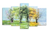 Set 5 piese tablou pictat manual, Anotimpuri, 150x90cm ulei pe panza, Mircea Iordache