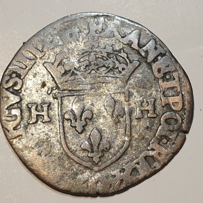Franța 1 Dozain 1576 O/ Riom argint Henric lll foto