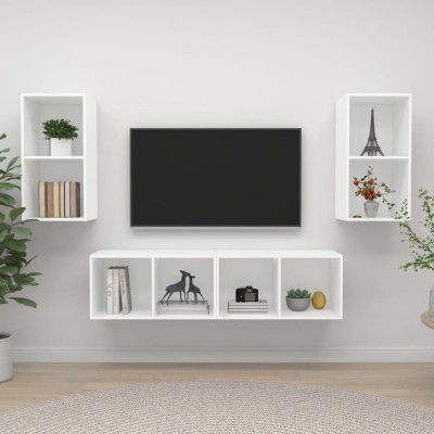 vidaXL Dulapuri TV suspendate, 4 buc. alb, lemn prelucrat foto