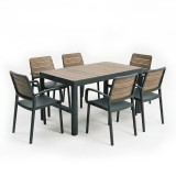 Deco Lyon 6+1 brațe set mobilier de grădină nuc-grafit