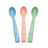 Set 3 lingurite colorate Eat Green pentru bebelusi, din plastic bio, lavabile in masina de spalat vase, 4+ luni, nip 37066 Children SafetyCare