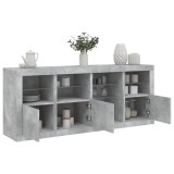 vidaXL Servantă cu lumini LED, gri beton, 164x37x67 cm
