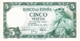 Spania 5 Pesetas 1954 P-146 Seria 0393588