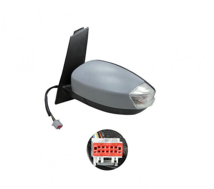 Oglinda exterioara Ford C-Max, 11.2010-, partea Stanga, culoare sticla crom, sticla asferica, cu carcasa grunduita, cu incalzire, ajustare electrica,