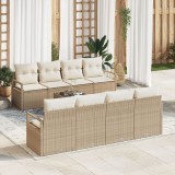 Set de Sofa pentru Grădină vidaXL 9 Piese cu Perne Bej din Poliratan, Sofa de Grădină vidaXL 2-Persoane cu Perne Bej din Poliratan