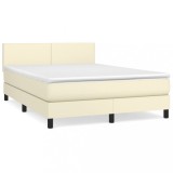 Cumpara ieftin Pat box spring cu saltea, crem, 140x200 cm, piele ecologica
