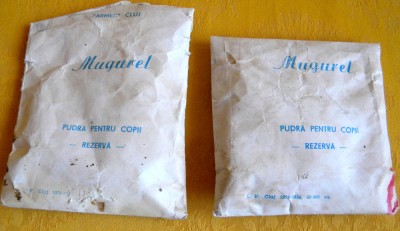 Mugurel - Pudra pentru copii rezerva FARMEC Cluj-Napoca 1973, ambalaj + continut foto