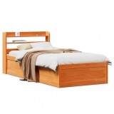 Cumpara ieftin Cadru de pat cu tăblie, maro ceruit, 75x190 cm, lemn masiv pin