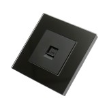 Priza internet CAT6 RJ45 simpla neagra cu rama din sticla 86x86mm