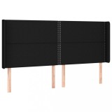 Cumpara ieftin Tablie de pat cu aripioare, negru, 203x16x118/128 cm, textil