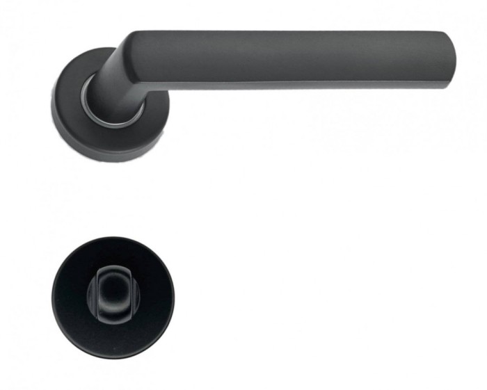 M&acirc;ner pentru uși de interior - M1074 - negru mat cu rozetă WC