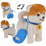 JUCĂRIE INTERACTIVĂ PENTRU C&Acirc;INI, CU LESĂ ȘI LĂTRAT, DIN PLUȘ, DE RASĂ POMERANIAN