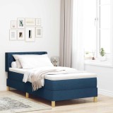 Cumpara ieftin Pat cu Saltea cu Arcuri cu saltea albastru 90 x 190 cm țesătură