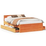 Cumpara ieftin Cadru pat fara saltea/cu tablie, maro 140x200 cm lemn masiv pin
