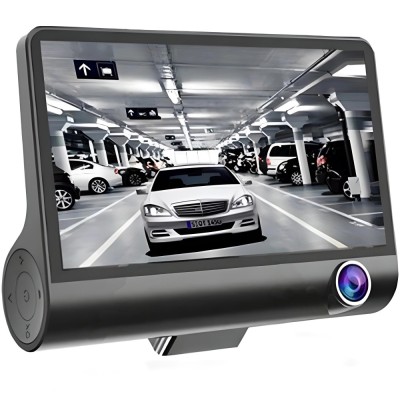 Camera Auto Tripla Fata, Interior, Spate, 4&amp;quot;, Full HD, Design Tip Monitor, Negru foto