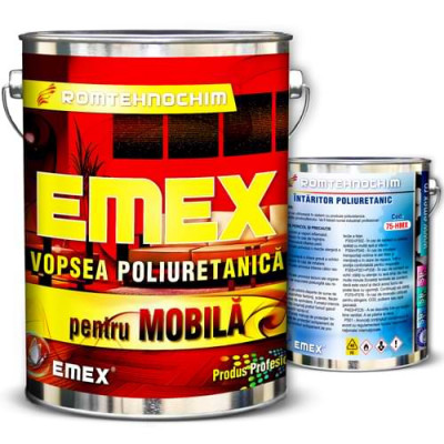 Pachet Vopsea Poliuretanica de Mobila &amp;ldquo;Emex&amp;rdquo; - Gri - Bid. 20 Kg + Intaritor - Bid. 4 Kg foto