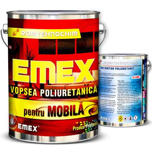 Pachet Vopsea Poliuretanica de Mobila &ldquo;Emex&rdquo; - Gri - Bid. 20 Kg + Intaritor - Bid. 4 Kg