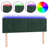 Cumpara ieftin Tablie de pat cu LED, verde inchis, 144x5x78/88 cm, catifea
